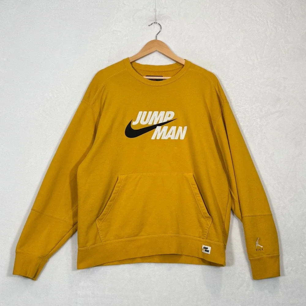 Jordan Yellow Jumpman Nike Crewneck Sweatshirt Large